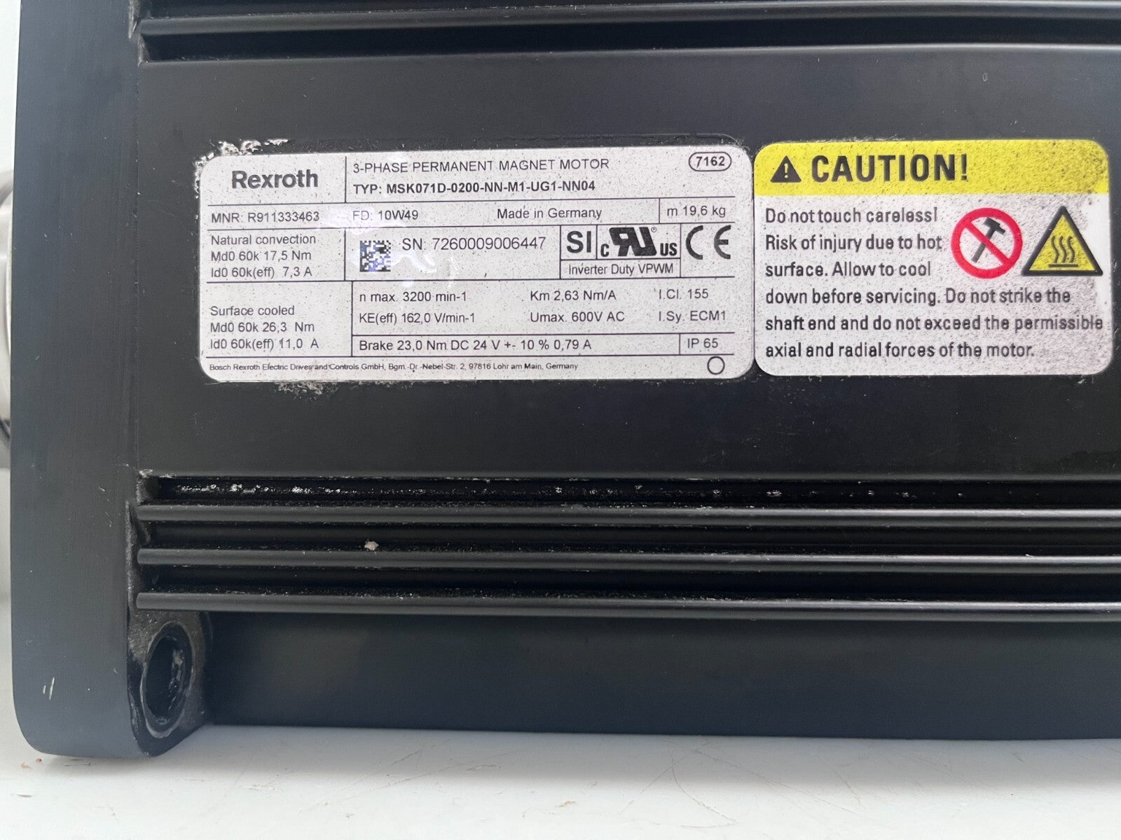 REXROTH  R911333463  3-Phase Permanent Magnet Motor  MSK071D