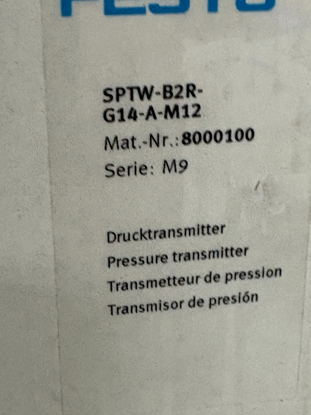 FESTO PRESSURE TRANSMITTER SPTW-B2R-G14-A-M12 #80001004