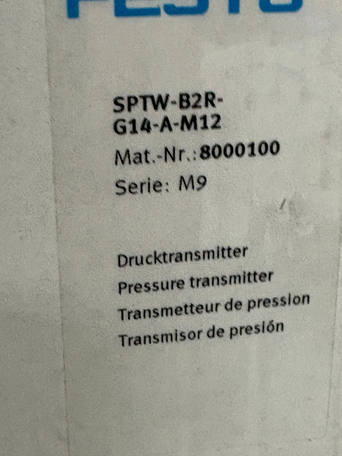 FESTO PRESSURE TRANSMITTER SPTW-B2R-G14-A-M12 #80001004