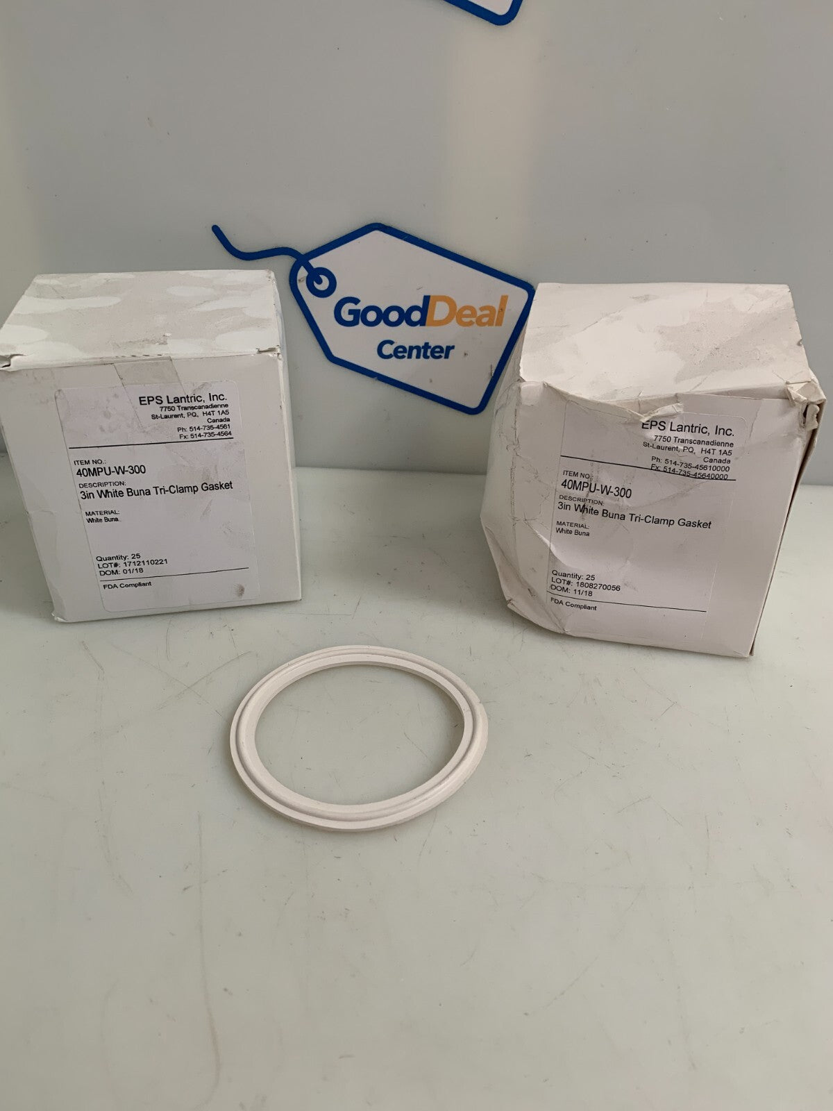 Lot of 2 boxes 25/box EPS Lantric 40MPU-W-200 3" White Buna Tri-Clamp Gasket