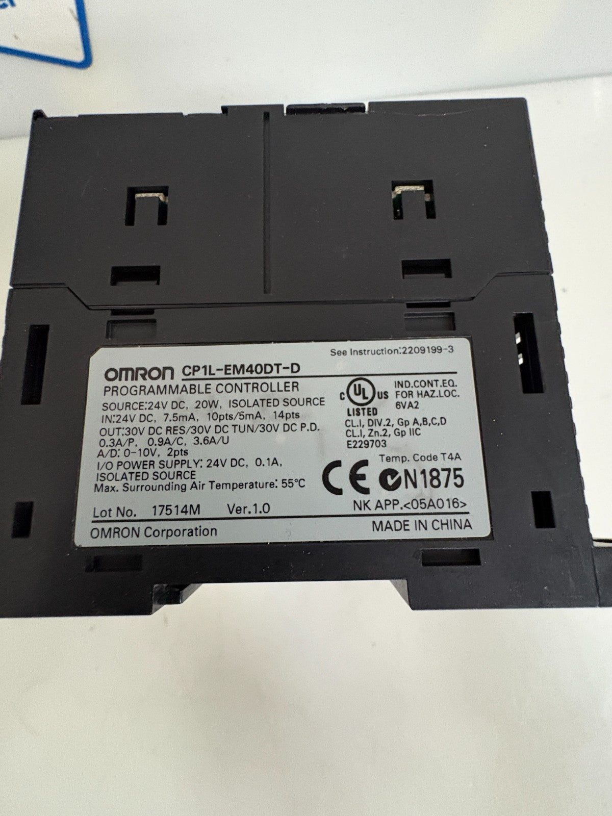 OMRON CPU PROGRAMMABLE CONTROLLER CP1L-EM 400T-D