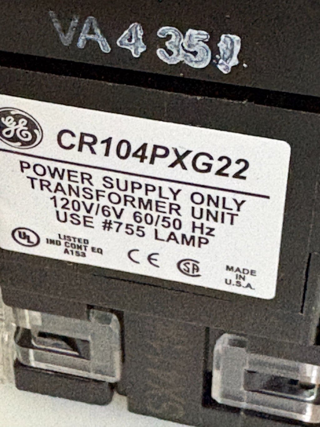 GENERAL ELECTRIC ULUM PUSH BUTTON TRANSFORMER TYPE CR104PBT11R5C2A12