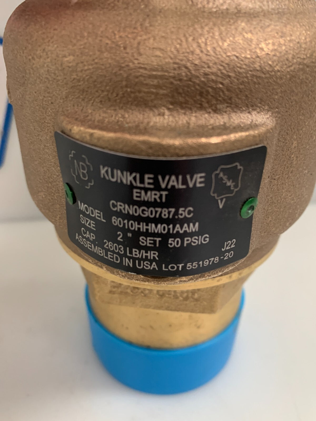 KUNKLE  2'' Steam Pressure Valve  50psi   6010HHM01AAM
