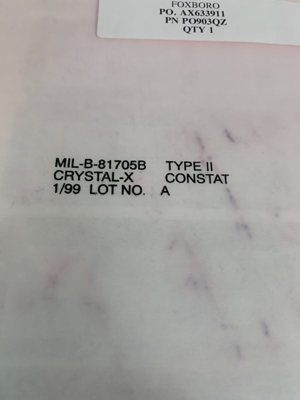 FOXBORO KEYBOARD LETTERING LABEL PO903QZ  MIL-B-81705B CRYSTAL-X