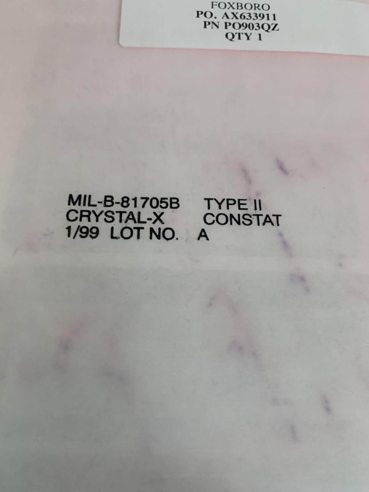 FOXBORO KEYBOARD LETTERING LABEL PO903QZ  MIL-B-81705B CRYSTAL-X