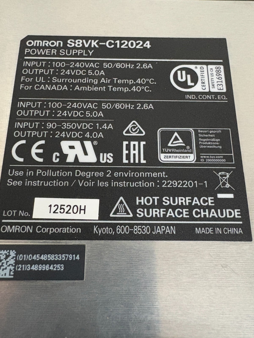 OMRON POWER SUPPLY S8YK-C 12024