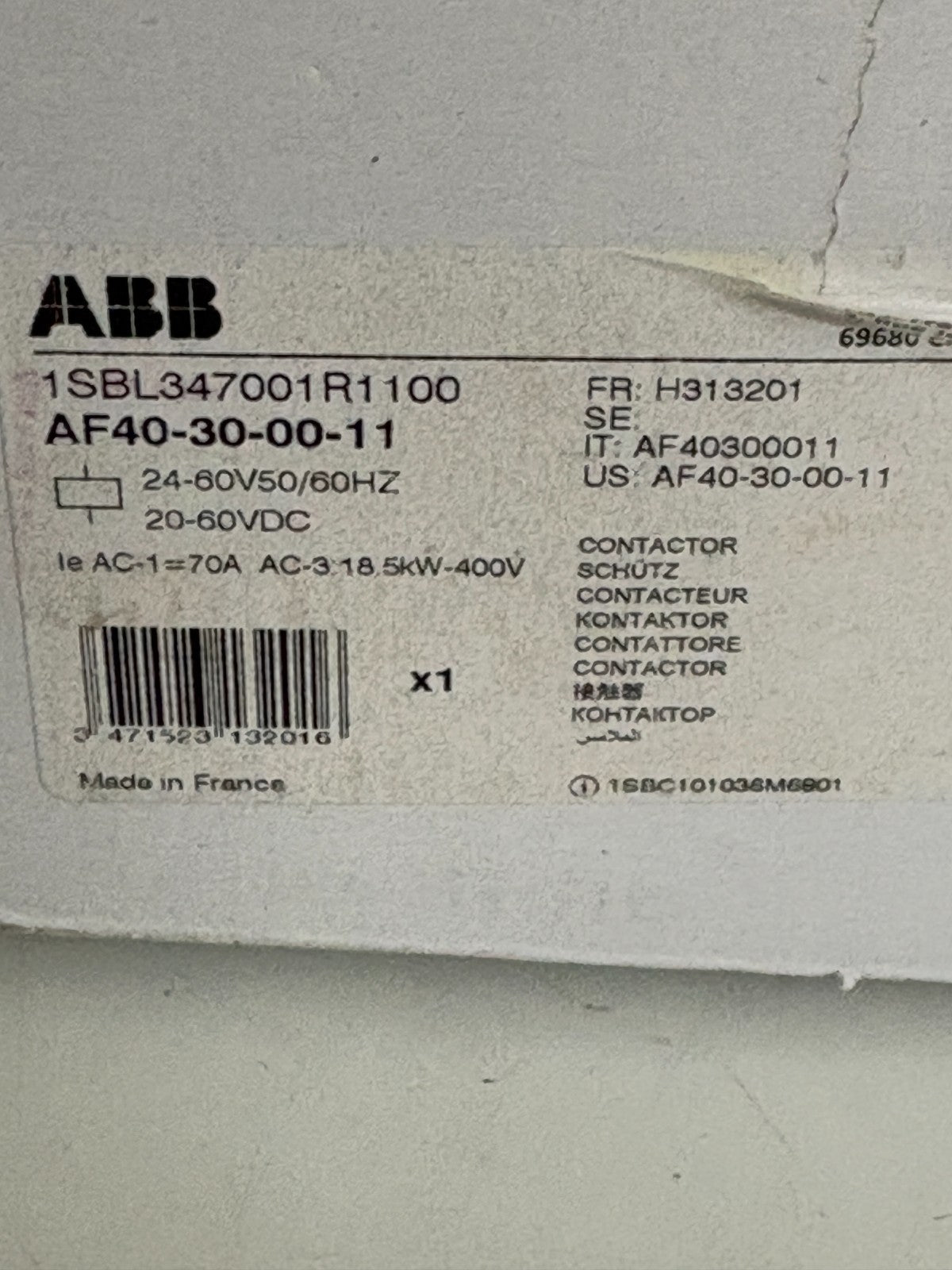 ABB 24-60V CONTACTOR AF40-30-00-11