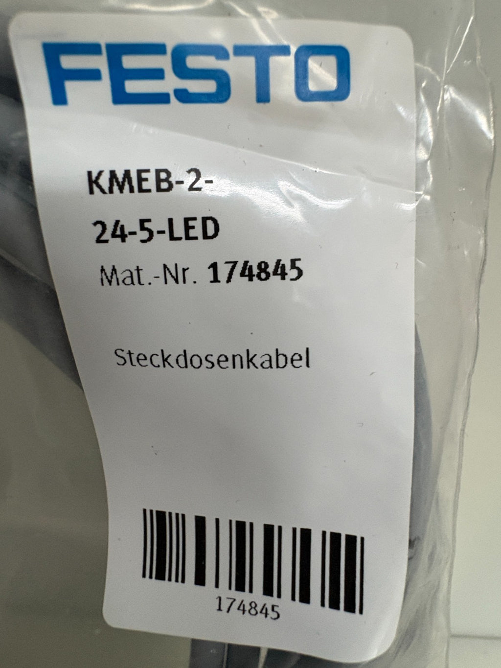 LOT OF 2 FESTO PLUG SOCKET W/5M CABLE KMEB-2-24-5-LED #174845