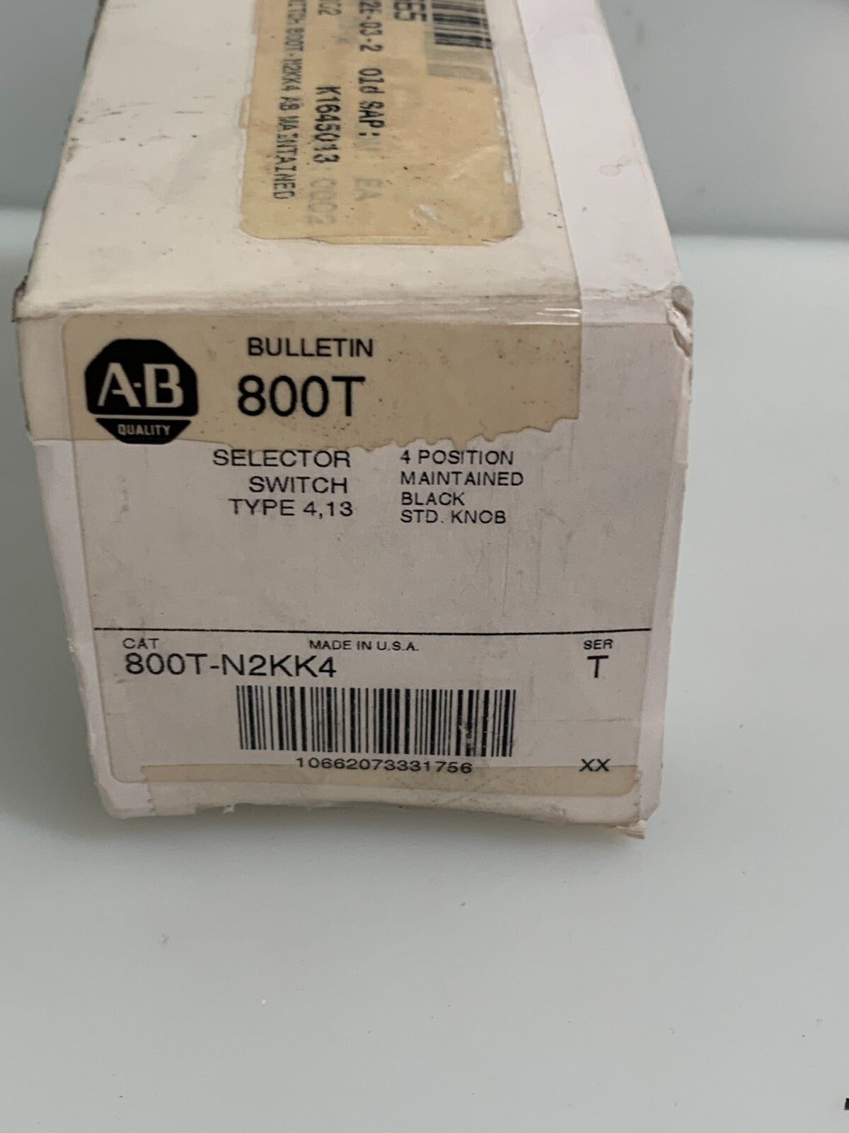 ALLEN BRADLEY SELECTOR SWITCH 800T-N2KK4
