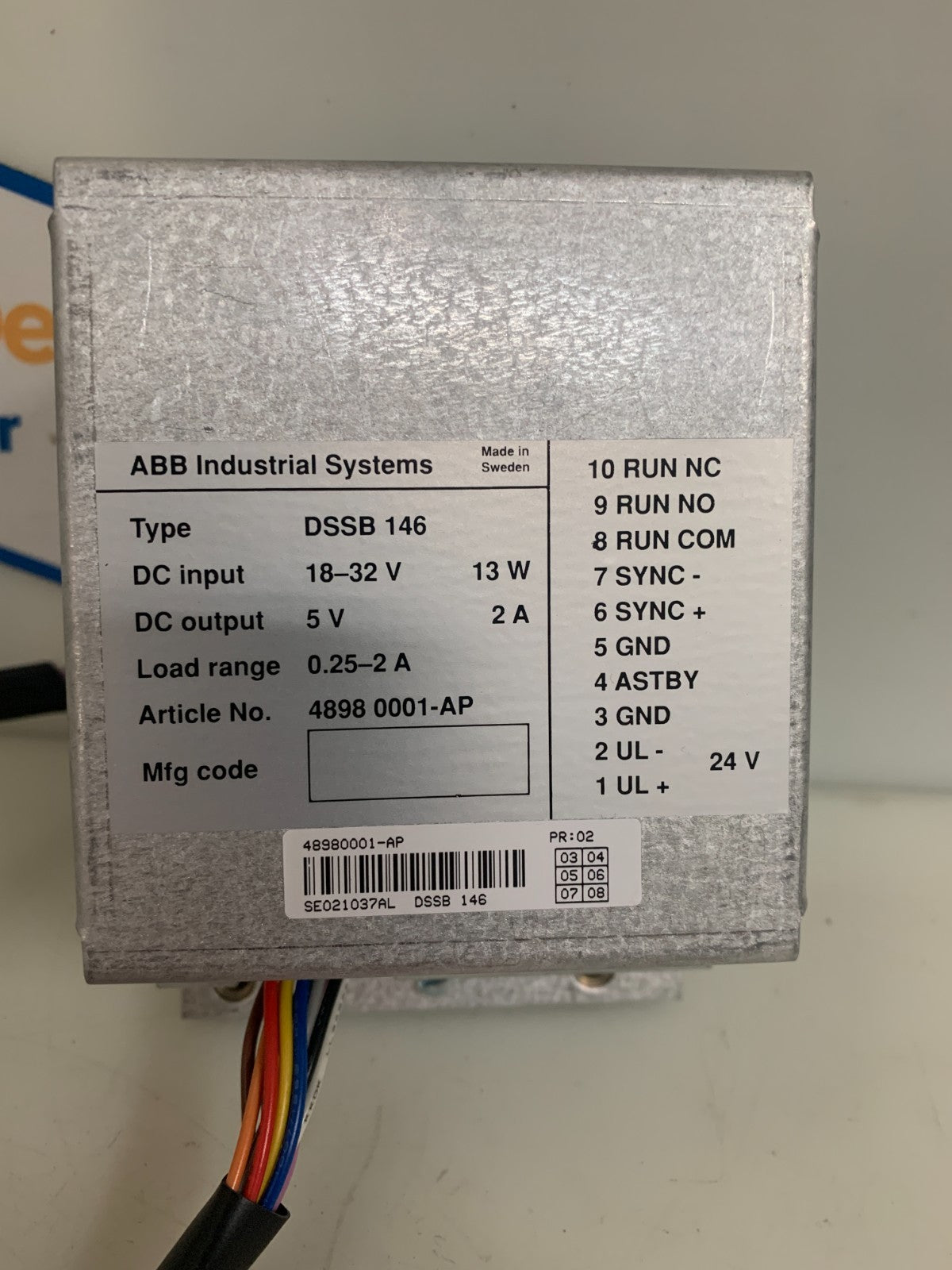 ABB INDUSTRIAL DC/DC CONVERTER DSSB-146 4898 0001-AP1