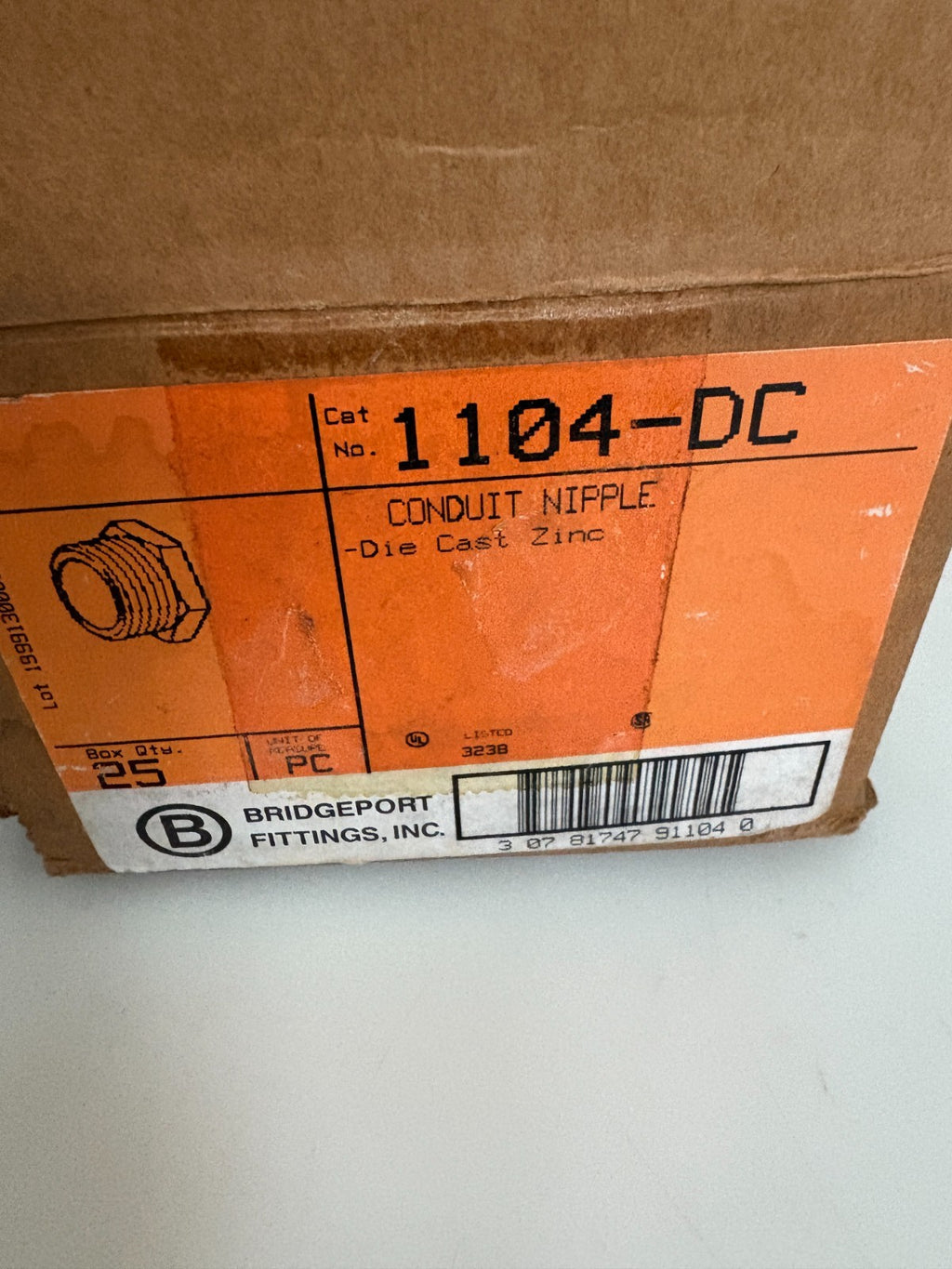BRIDGEPORT FITTING DIE CAST ZINC 1" CHASE NIPPLE #1104-DC 25/BOX