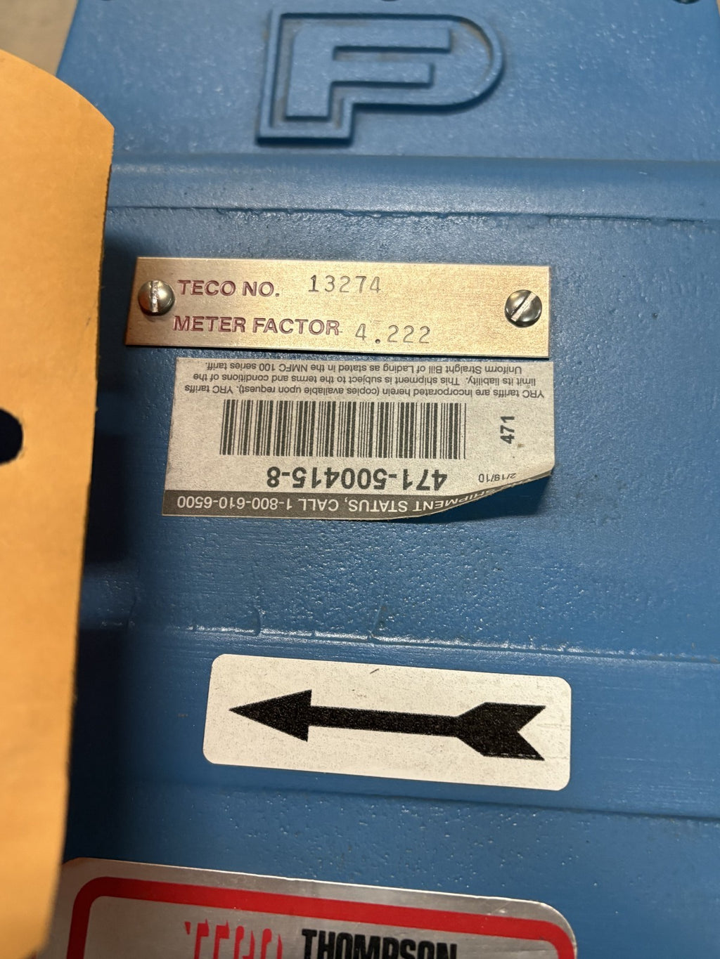 FISHER & PORTER TEFLON 4" TUBE FLOW METER MODEL 10D1418A3