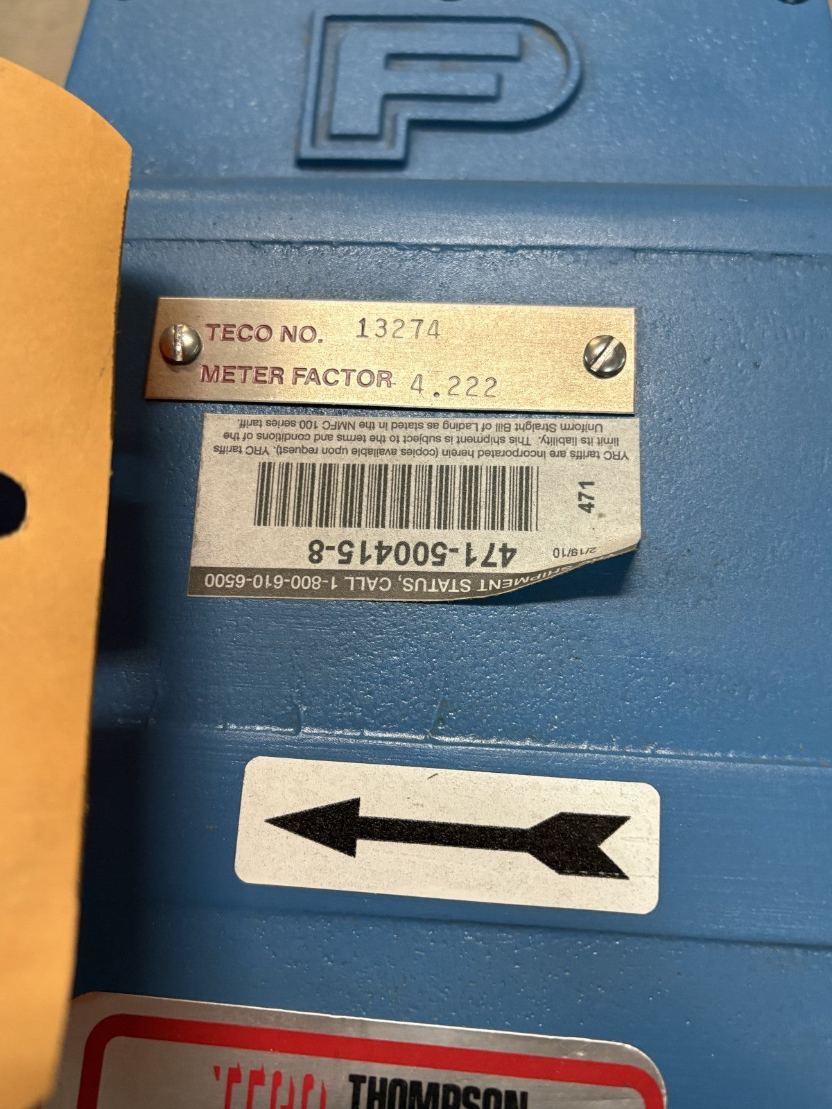 FISHER & PORTER TEFLON 4" TUBE FLOW METER MODEL 10D1418A3
