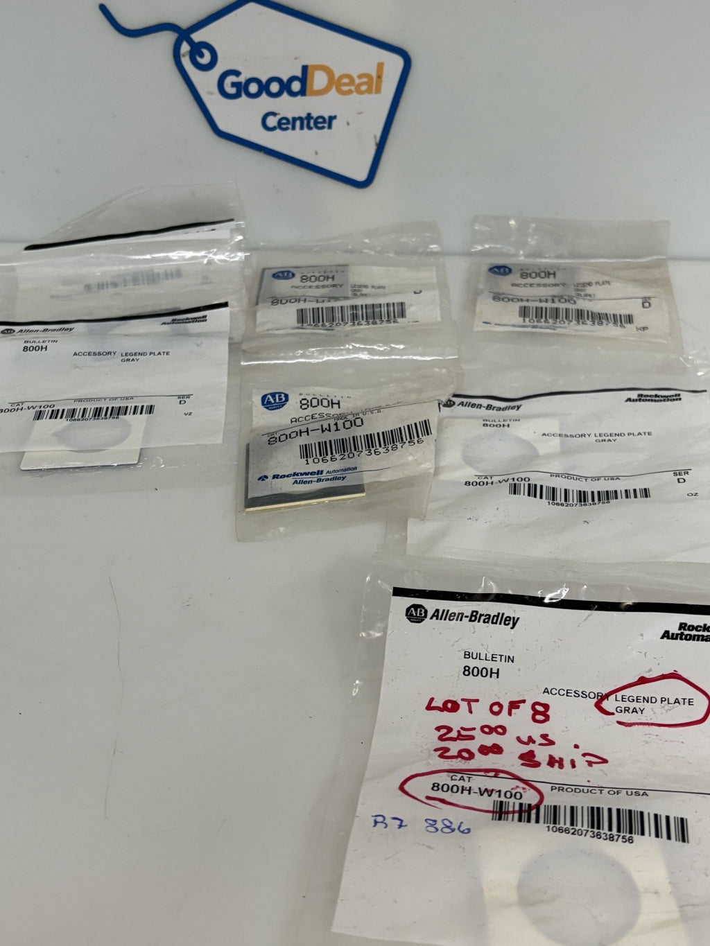 LOT OF 8 ALLEN-BRADLEY LEGEND PLATE GRAY 800H-W1000
