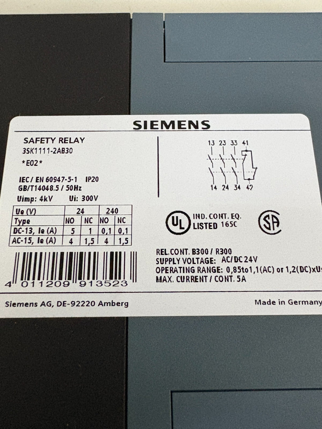 MULTIVAC SIEMENS SAFETY RELAY 3SK1111-2AB302