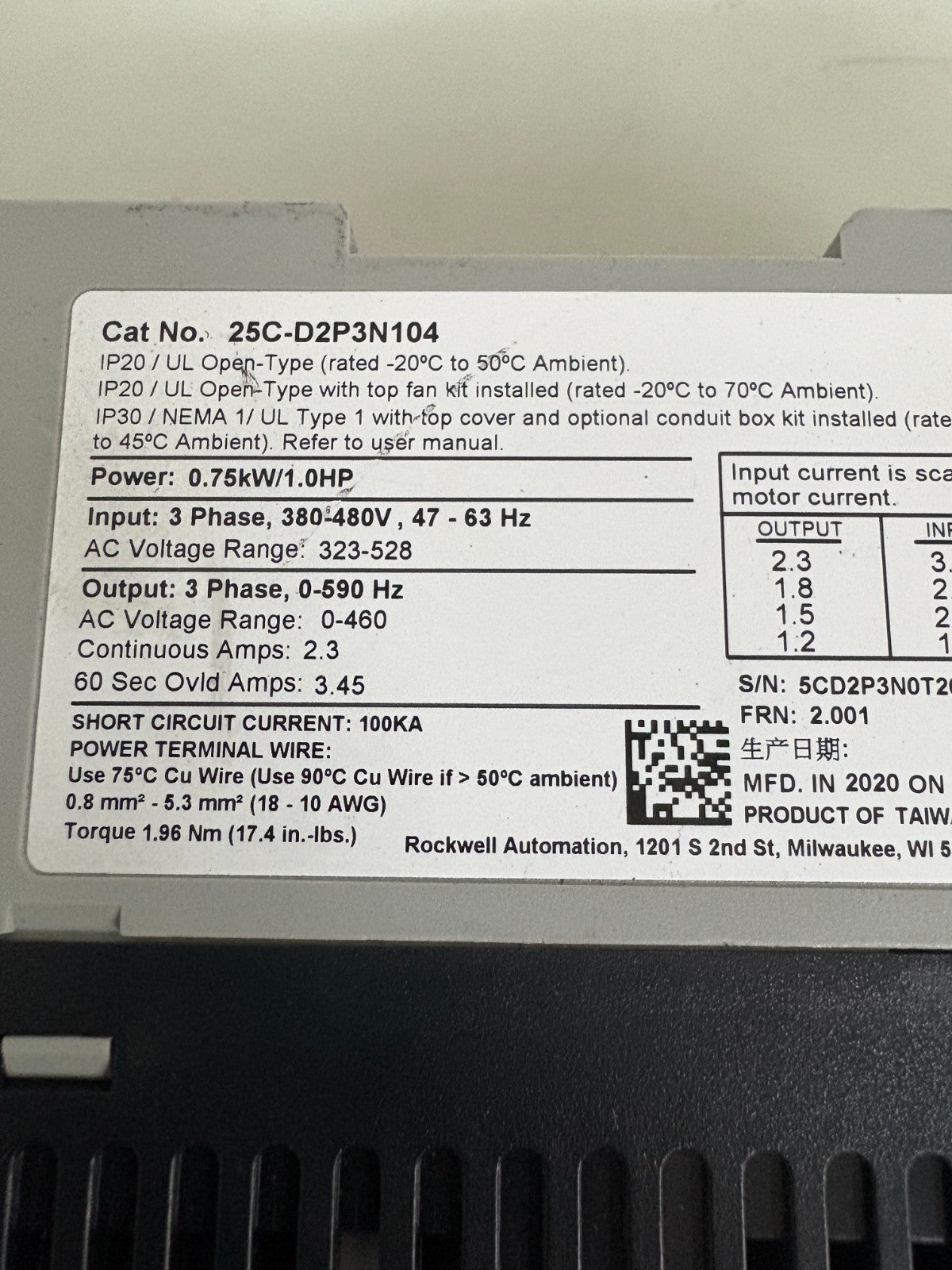 ALLEN BRADLEY POWER FLEX 527 #25C-D2P3N104 SER B3