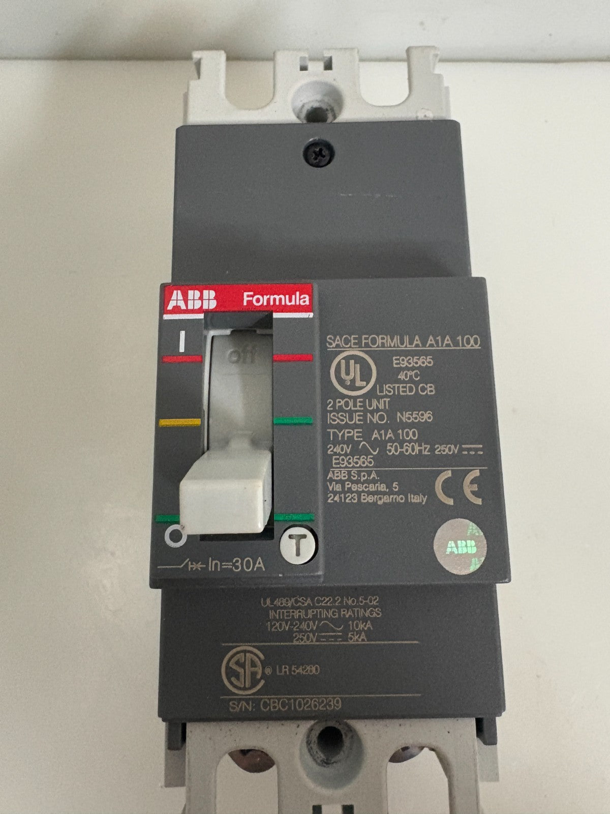 ABB FORMULA BREAKER SACE FORMULA A1A 100