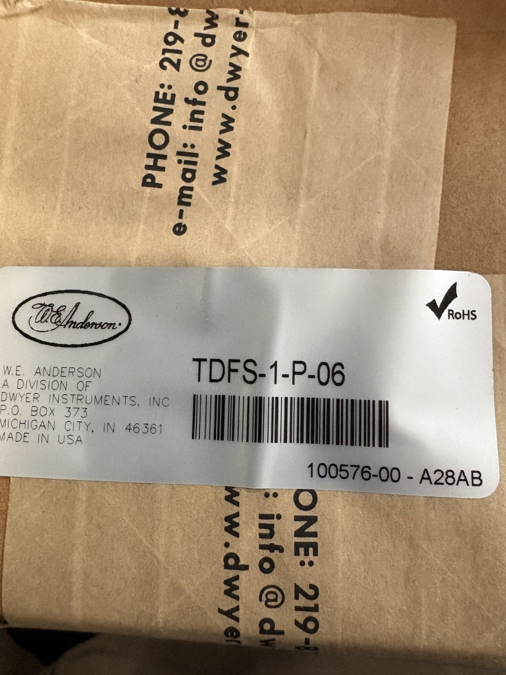DWYER THERMAL DISPERSION FLOW SWITCH TDFS2-1-P-06