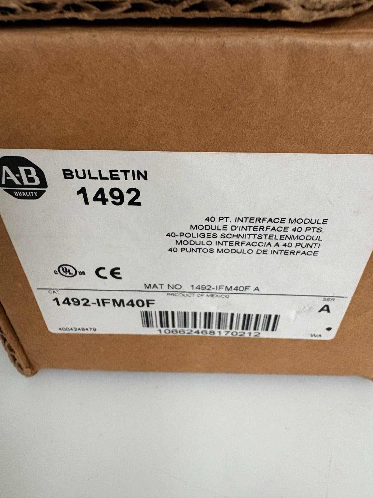 ALLEN BRADLEY 40 PT INTERFACE MODULE 1492-IFM40F