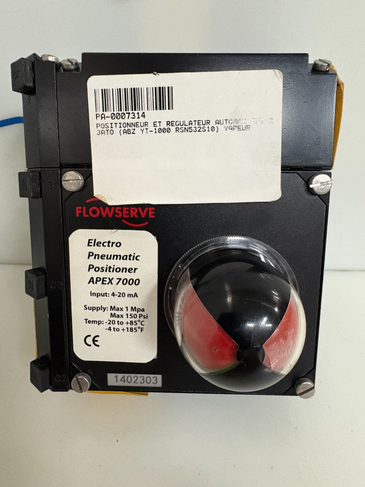 FLOWSERVE PNEUMATIC POSITIONER APEX 7000 W71237ATO1