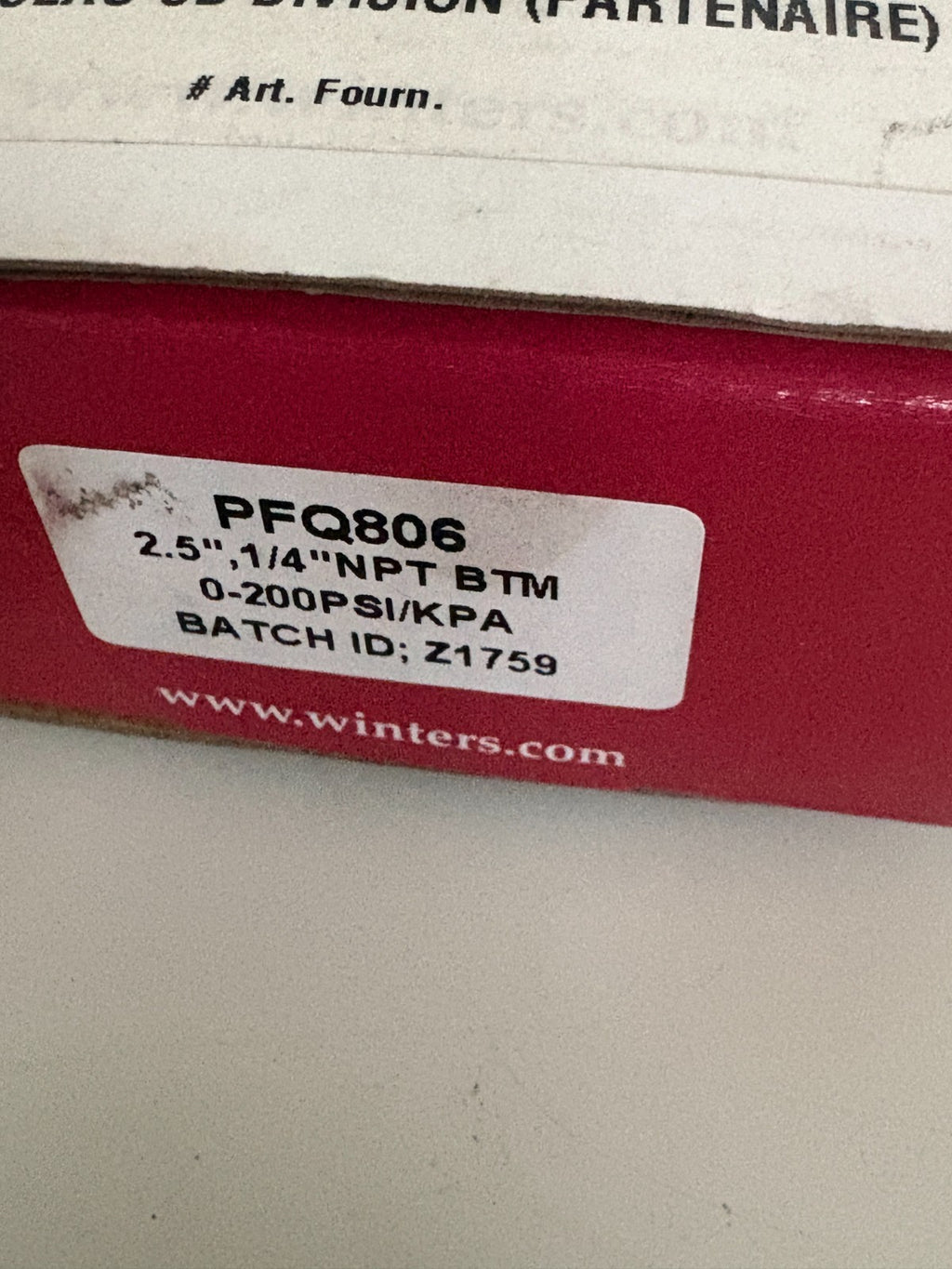 WINTERS 2.5" PRESSURE GAUGE 0-200 PSI PFQ806