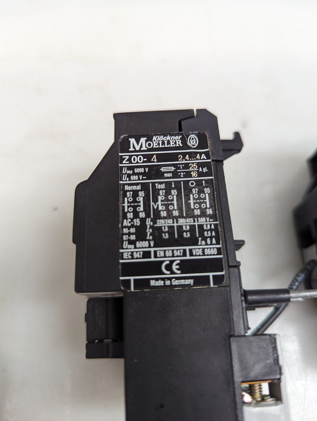 Lot of 2 Moeller Z 00-4 THERMAL OVERLOAD RELAY