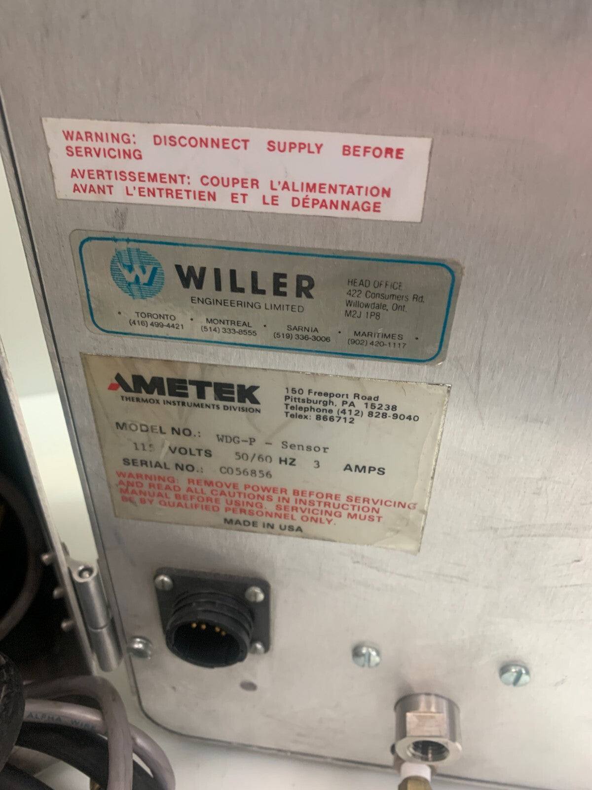 Ametek Thermox WDG-P Sensor Gas Monitor1