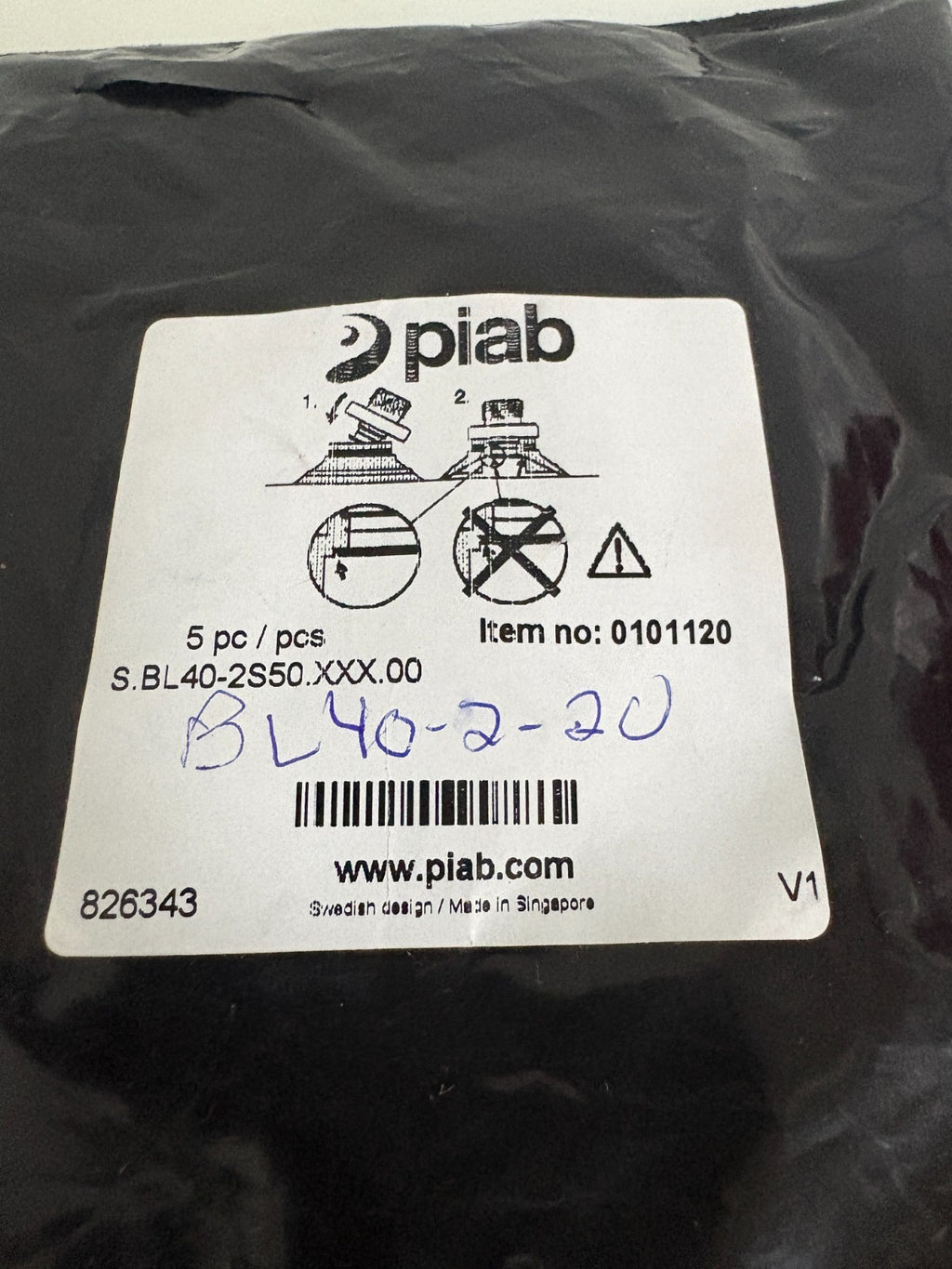 LOT OF 6 PIAB SUCTION CUP 01011202