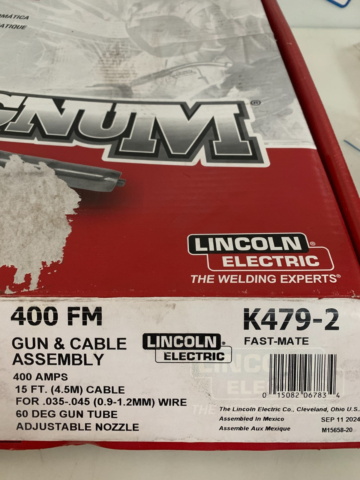LINCOLN SEMI AUTOMATIC MIG WELDING GUN 400 FM 15' CABLE1