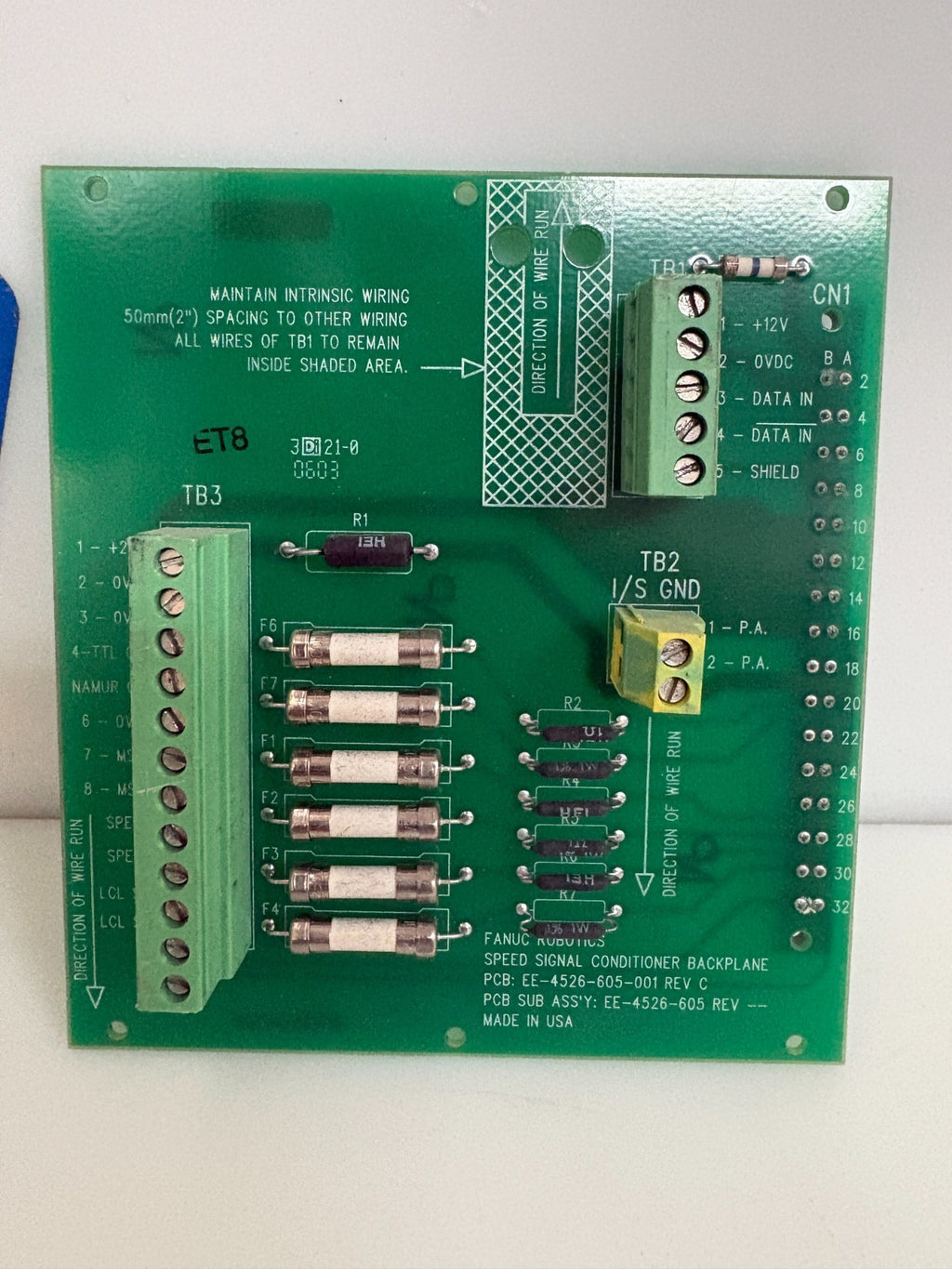 FANUC ROBOTICS SPEED SIGNAL CONDITIONER BACK PLANE EE-4526-605-001 REV B1
