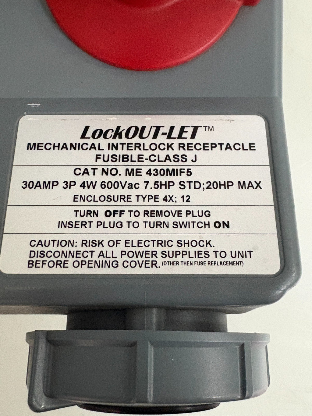 MENNEKES LOCKOUT-LET PIN & SLEEVE SWITCH #ME 430MIF51