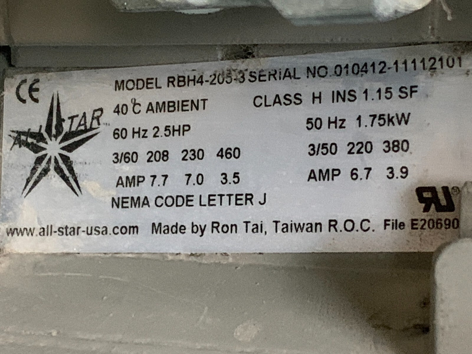 All-star RBH4-205 Regenerative Blower 2.5 HP