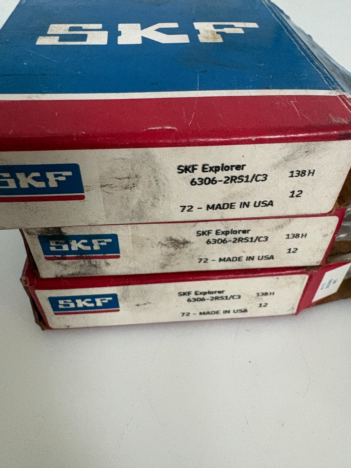 LOT OF 4 SKF EXPLORER DEEP GROOVE BALL BEARING 6306-2RS1/C3