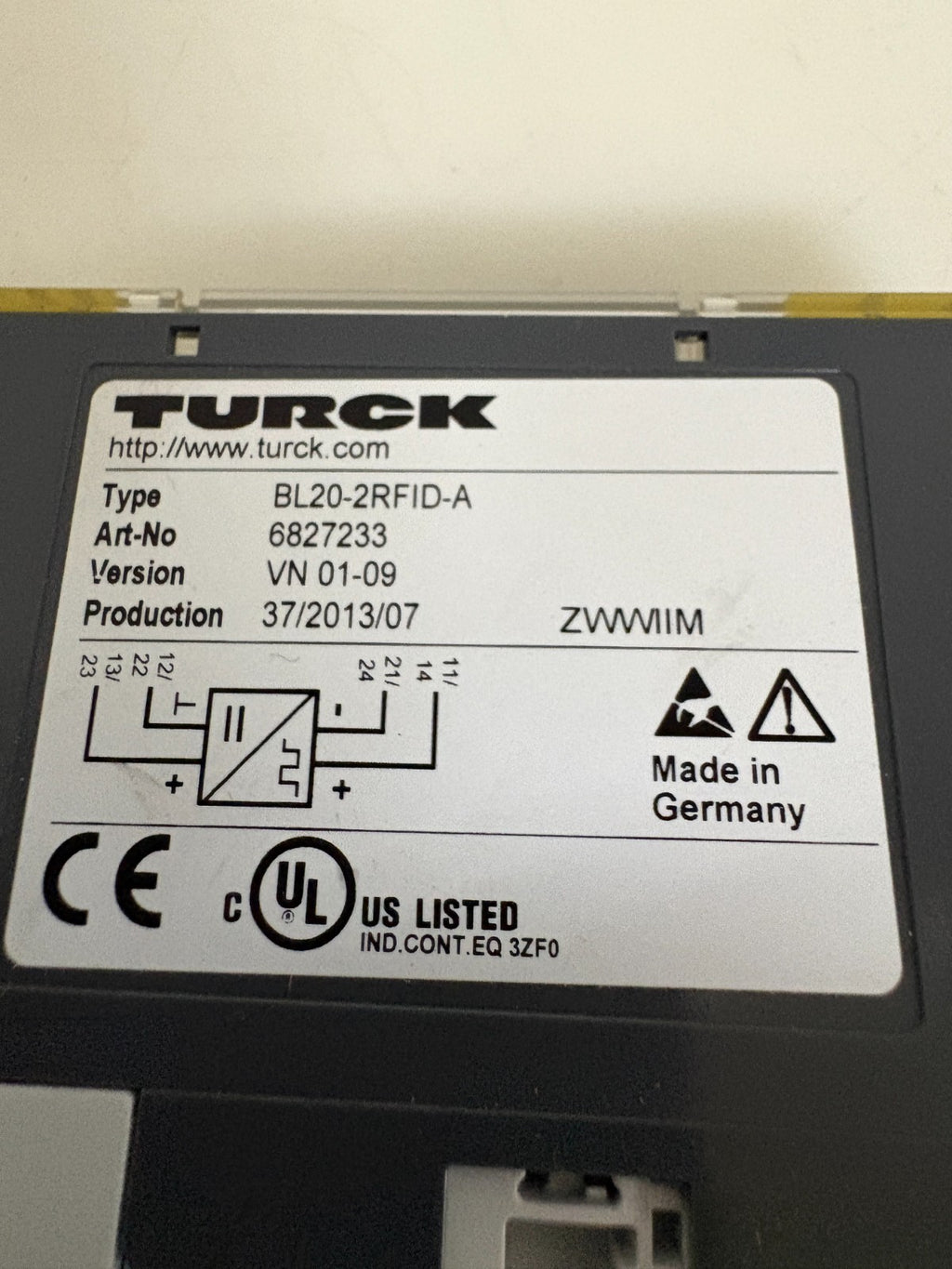 TURCK EXTENSION MODULE 6827233 BL20-2RFID-A3