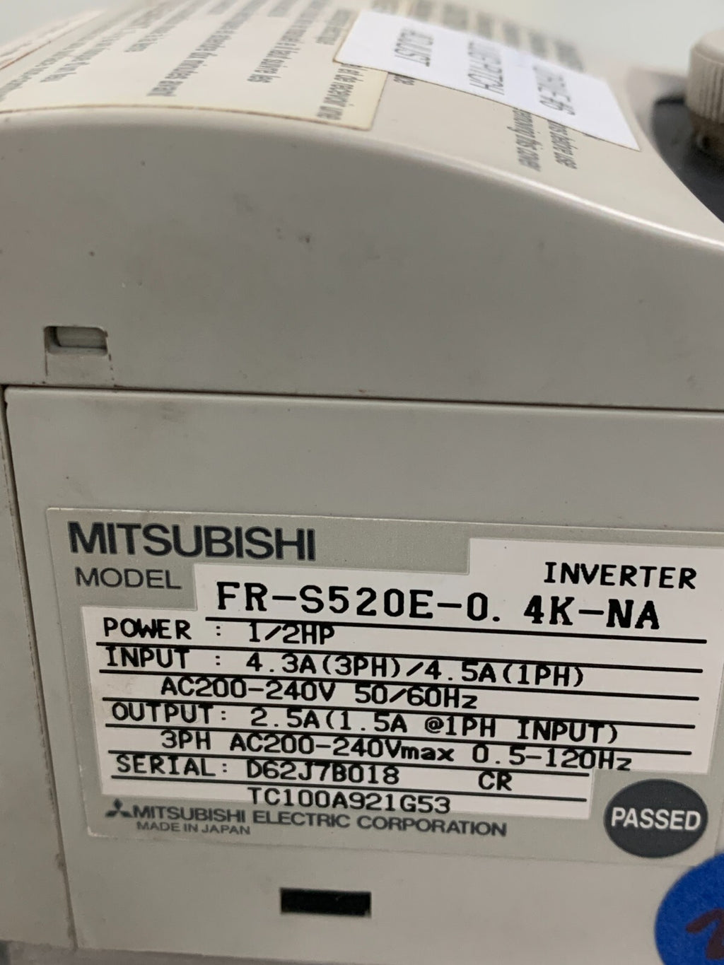 MITSUBISHI FR-S520E-0.4K-NA Inverter