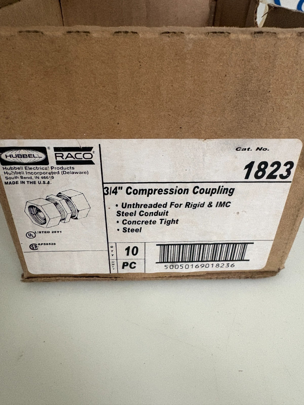 HUBBELL RACO 3/4" COMPRESSION COUPLING #1823 10 IN BOX