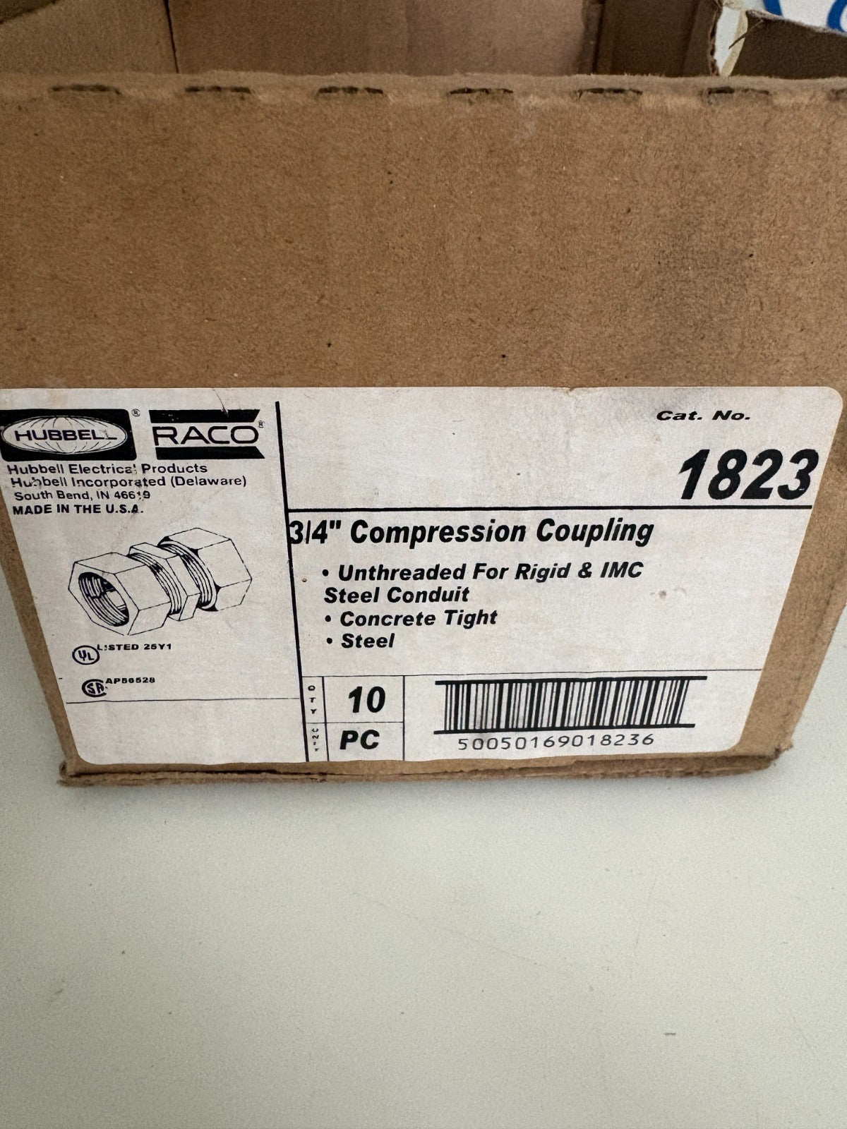 HUBBELL RACO 3/4" COMPRESSION COUPLING #1823 10 IN BOX