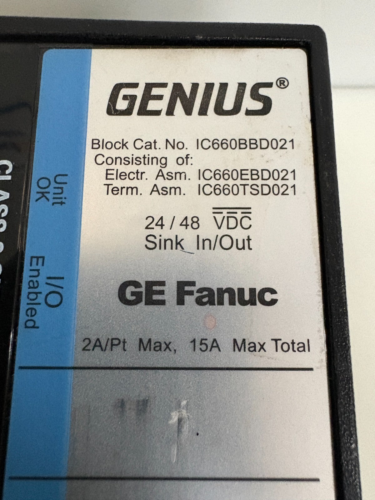 GE FANUC GENIUS 24/48 VDC SINK IN/OUT IC660BBD021  W/IC660TSD021K2