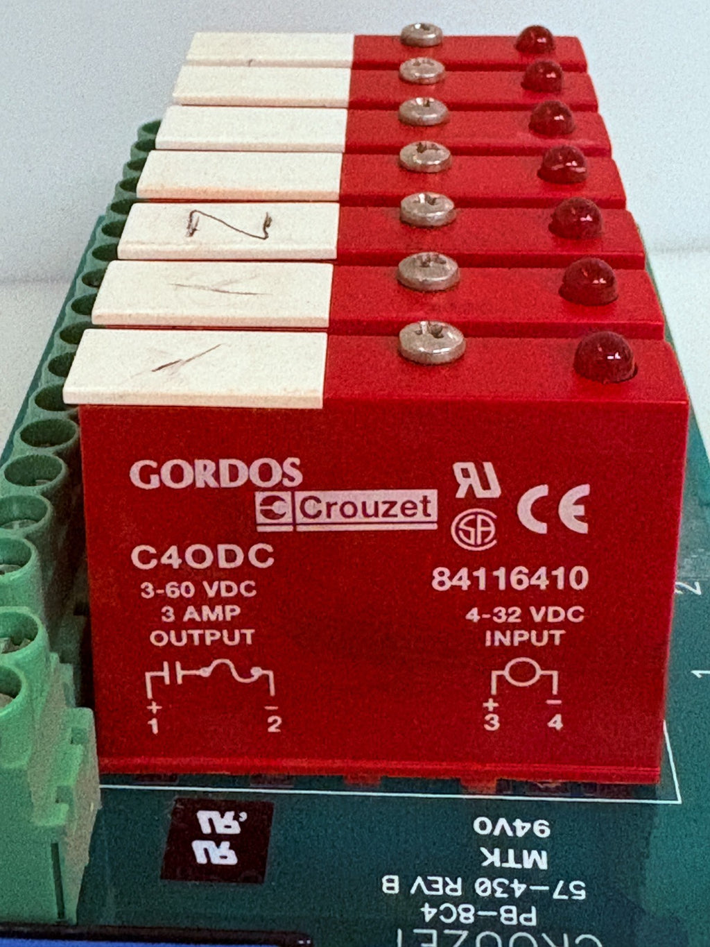 CROUZET RELAY BOARD PB-BC4 57-430 REV B W/7 RELAY GORDOS C40DC