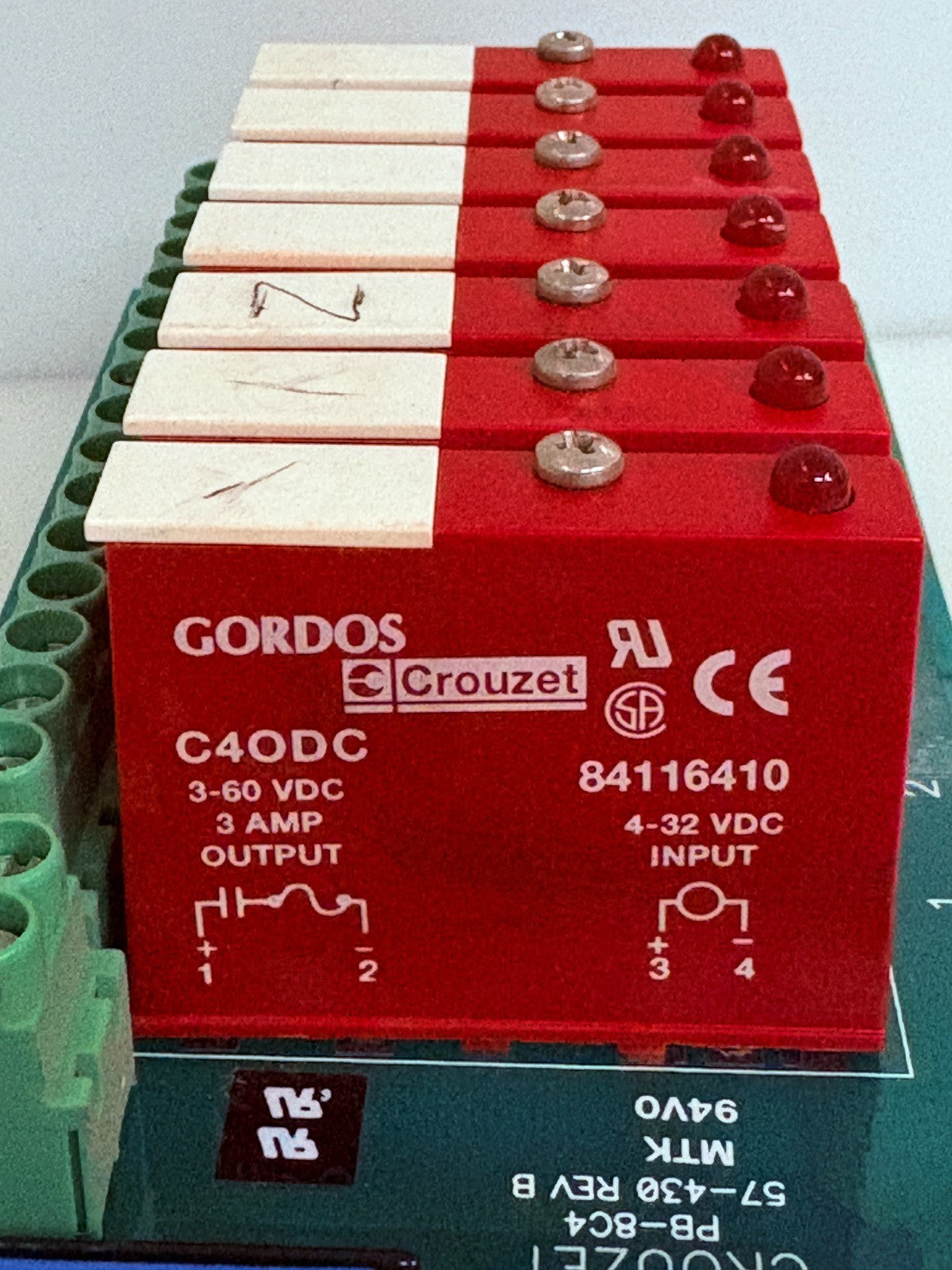 CROUZET RELAY BOARD PB-BC4 57-430 REV B W/7 RELAY GORDOS C40DC