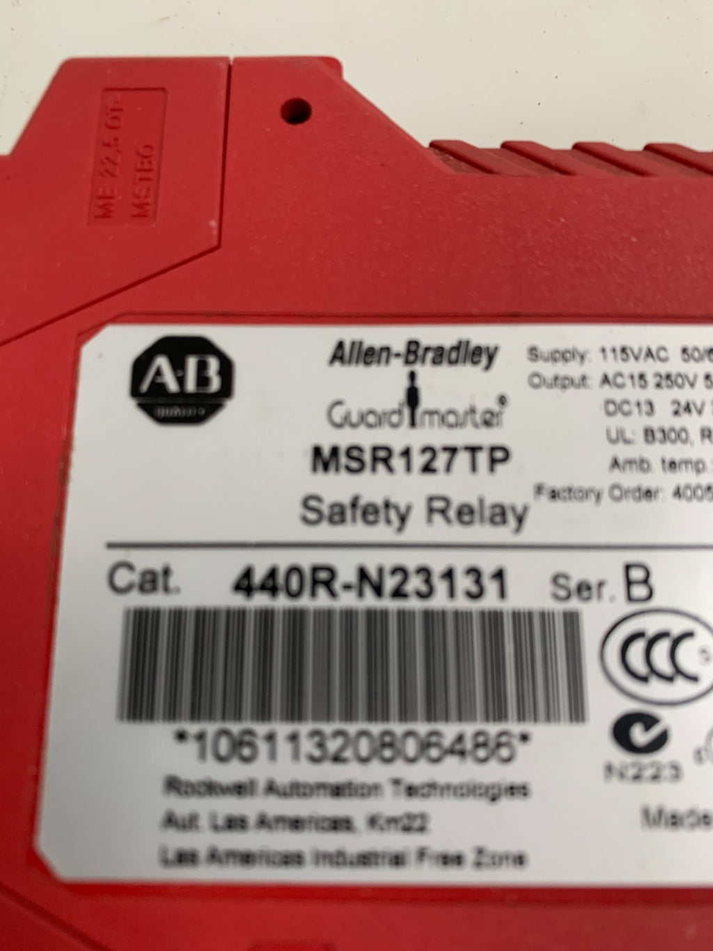 ALLEN BRADLEY GUARD MASTER SAFETY RELAY MSR127TP  440R-N23131 SER B