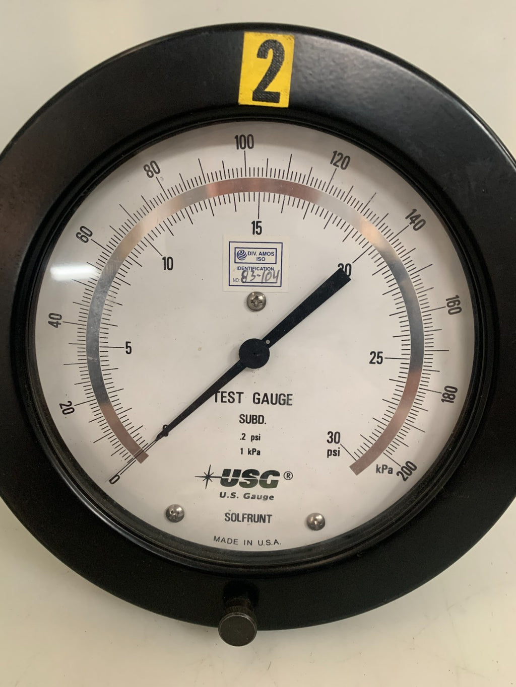 USG SOLFRUNT TEST GAUGE SUBD. 30 PSI 200 KPA