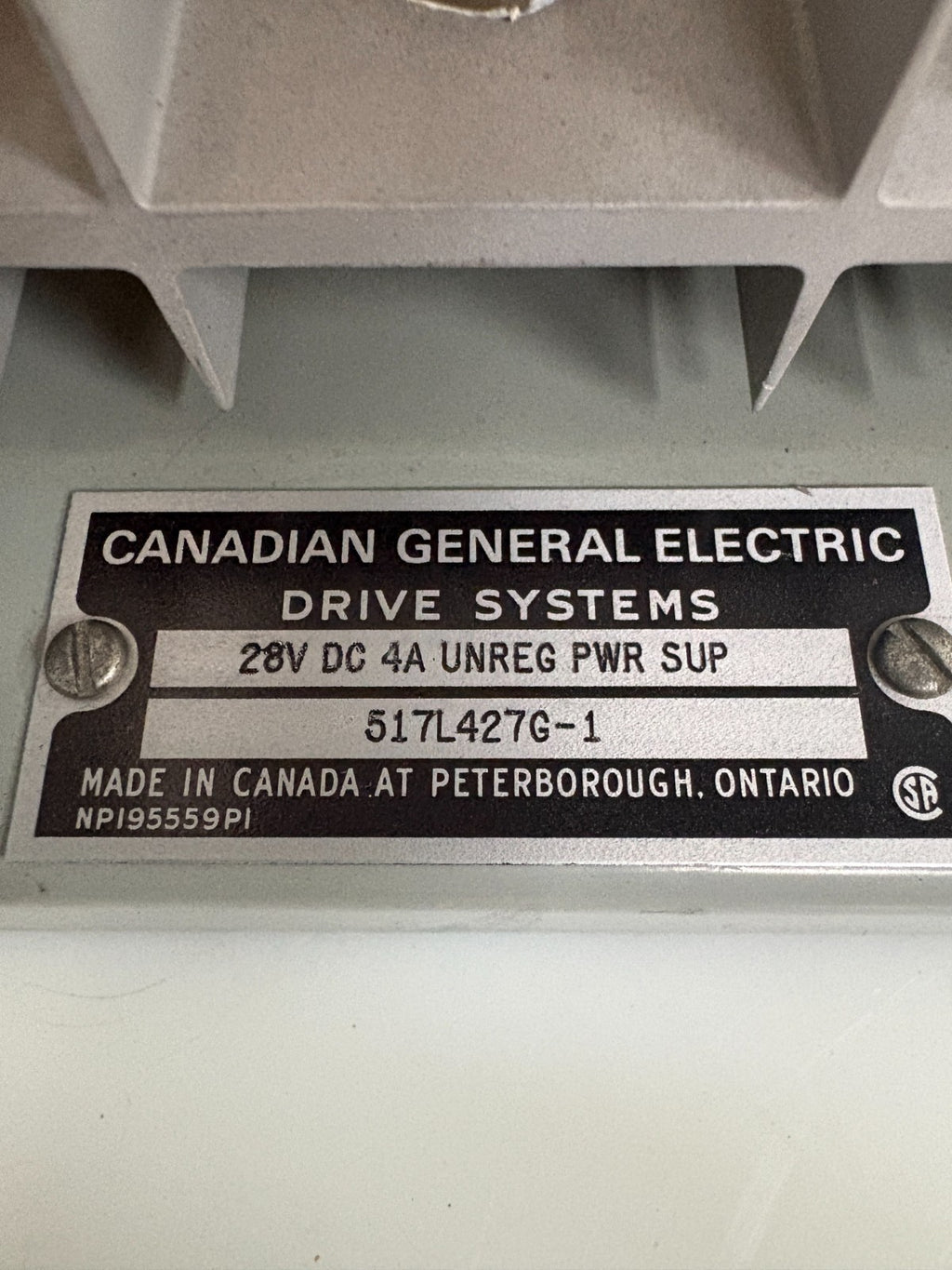 CANADIAN GENERAL ELECTRIC DRIVE POWER SUPPLY 517L427G11
