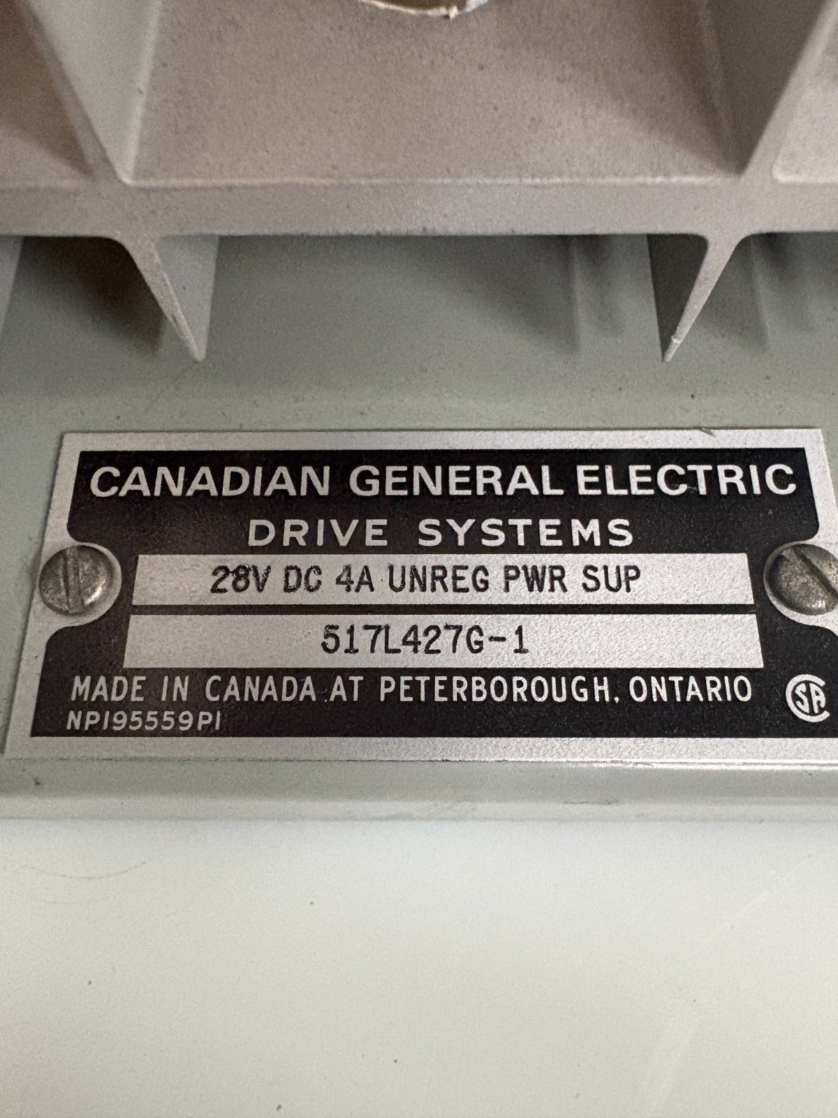 CANADIAN GENERAL ELECTRIC DRIVE POWER SUPPLY 517L427G11