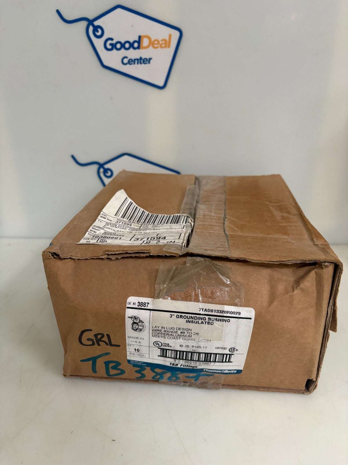 ABB THOMAS & BETTS 3" GROUNDING BUSHING INSULATED LAY-IN-LUG #3887 10 PER BOX0