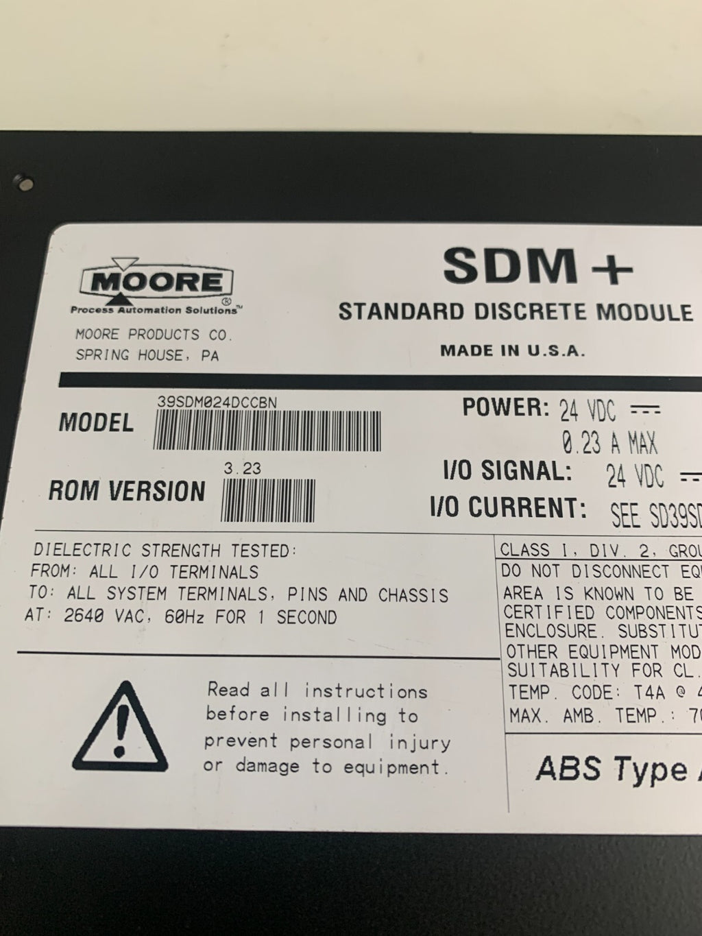 MOORE (SIEMENS) SDM+ STANDARD DISCRETE MODULE 16101-174/10  39SDM024DCCBN