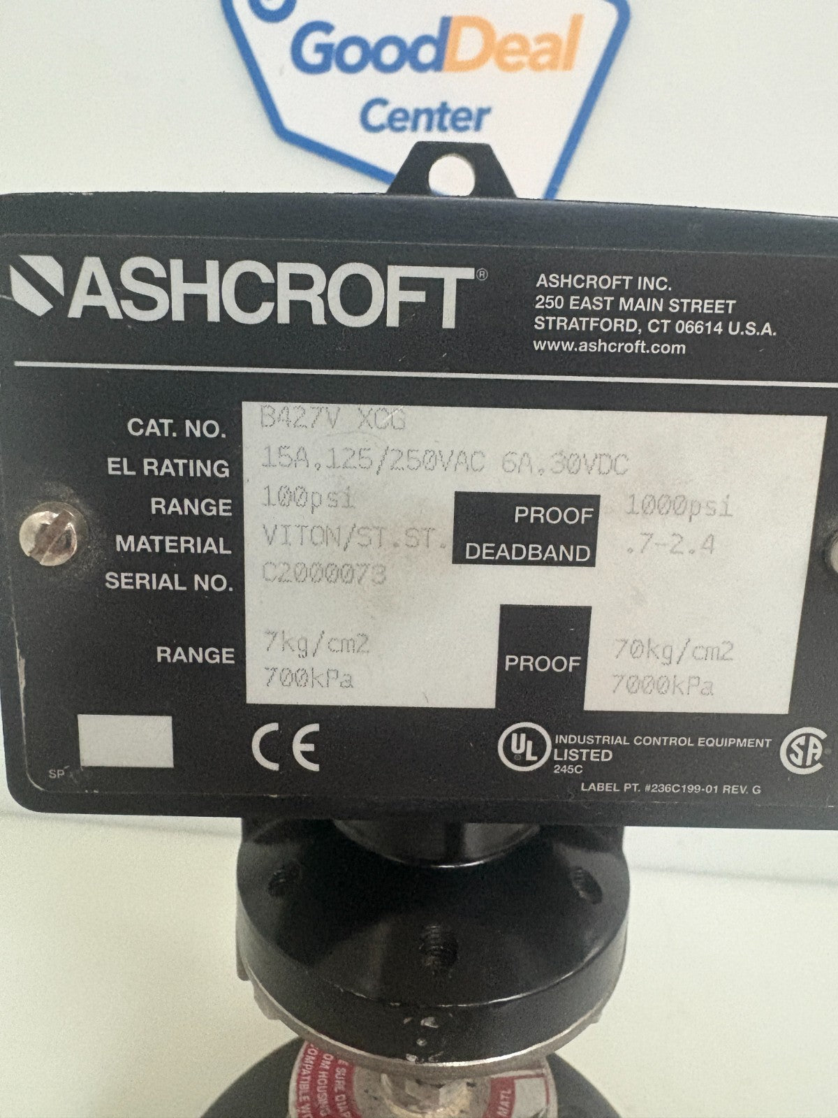 ASHCROFT PRESSURE SWITCH B427V X0G W/SENSOR HOLDER