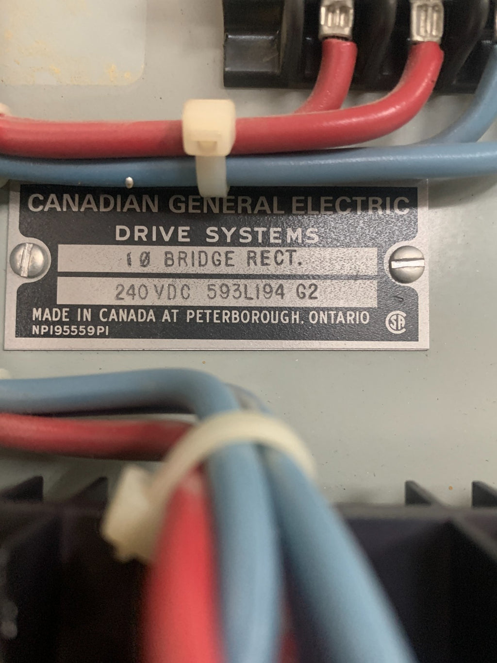GENERAL ELECTRIC DRIVE SYSTEMS 1PH BRIDGE RECTIFIER 240 VDC #593L194 G22