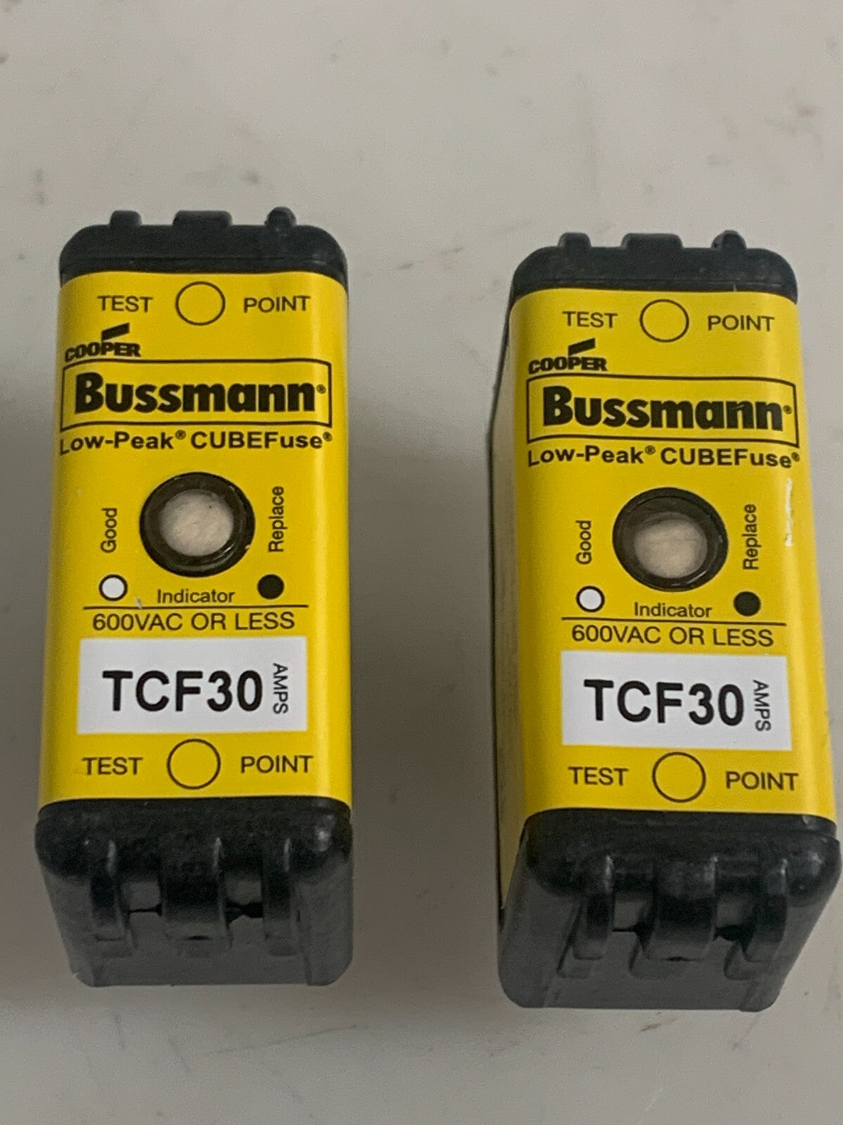 Lot of 2 Cooper Bussman TCF30 600V Cube fuse