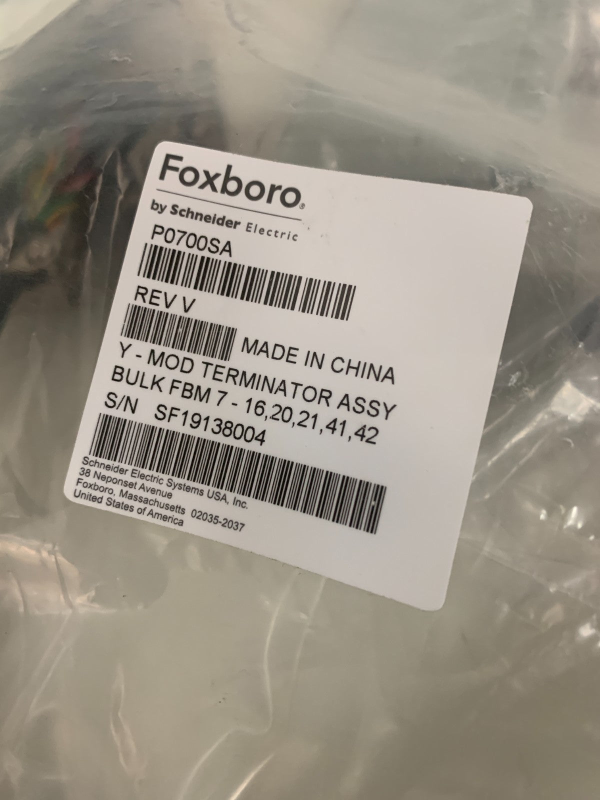 FOXBORO Y MOD TERMINATOR ASS P0700SA REV V